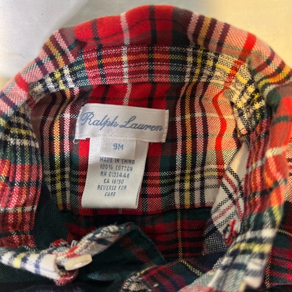 Ralph Lauren baby boys plaid cotton one piece - Picture 2 of 2